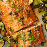 SHEET PAN SOY GINGER SALMON WITH VEGGIES