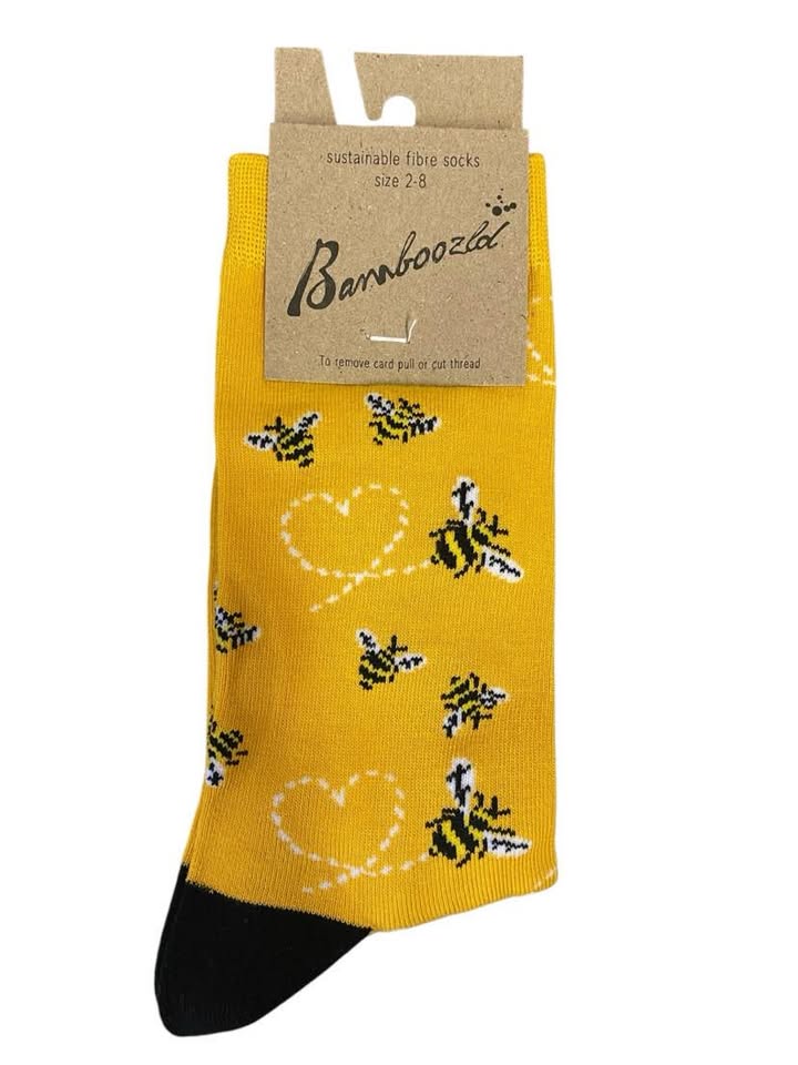 Socks - Heart Bees Women's 2-8 Sunshine