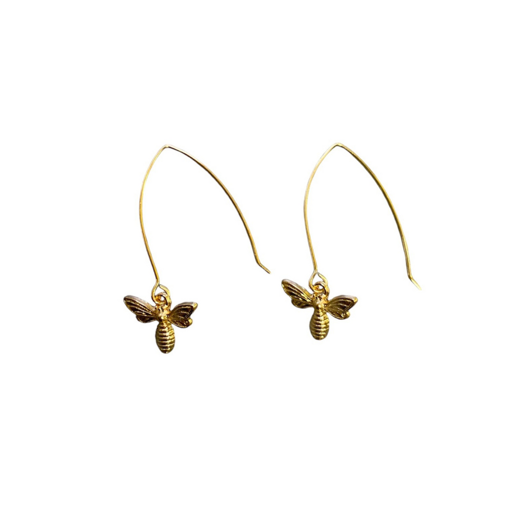 Earrings golden bee dangle